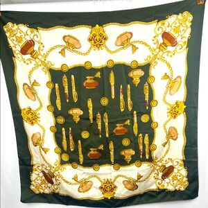 Marcogalo‎ Milano Woman’s Polyester Green & Gold Patterned Scarf Made in Italy